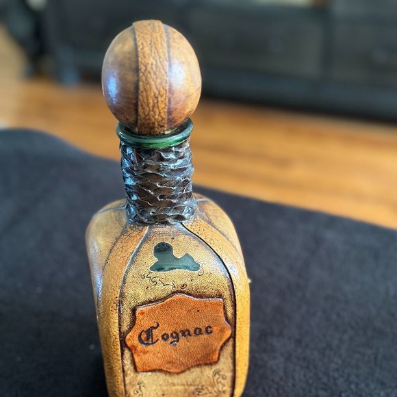 Vintage Italian Leather Wrapped Cognac Bottle - Picture 6 of 16